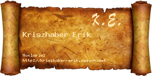 Kriszhaber Erik névjegykártya